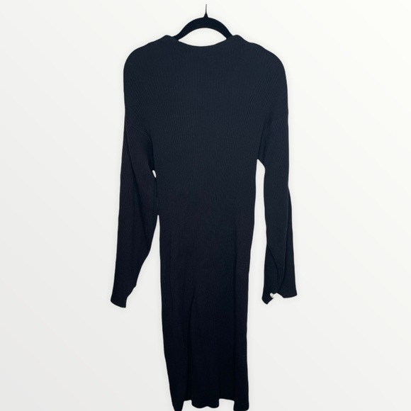 NEW & OTHER STORIES Square Back Tie Black Ribbed Midi Sweater Dress,  Size Small - Picture 3 of 6